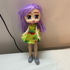 2017 Boxy Girls Jay at Play Doll purple hair 8 inch  green dress guc